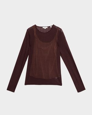 Shadow Grid Long-Sleeve Top