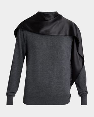 Satin Scarf Wool Sweater