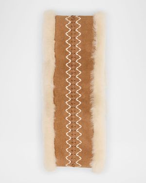 Embroidered Dyed Shearling Headband