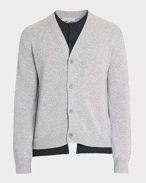 Men's Contrast Layered Cardigan