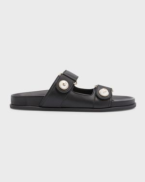 Fayence Pearly-Button Slide Sandals