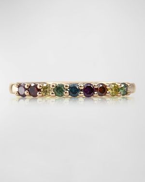 14K Multihued Gem and Diamond Stack Ring