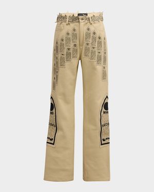 Men's Patched Arch Embroidered Pants