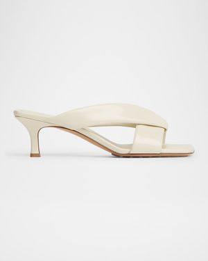 Riva Micro Woven Nappa Leather Kitten-Heel Sandals