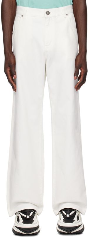 Balmain White Straight-Leg Jeans