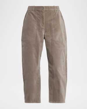 Petite Brushed Cotton Barrel-Leg Crop Pants