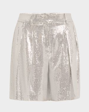 Sequined Pleated Shorts