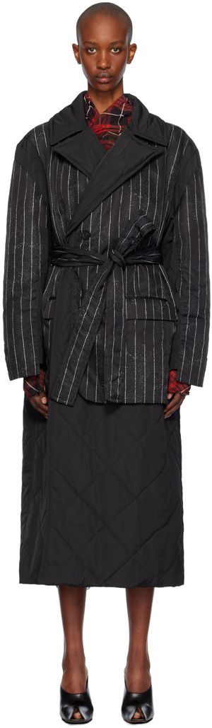Jean Paul Gaultier Black Pinstripe Coat