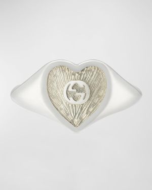 Sterling Silver Interlocking G Heart Enamel Ring