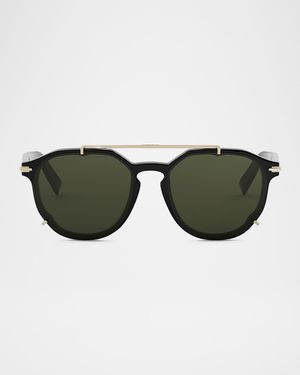 Men's DiorBlackSuit RI Round Acetate & Metal Sunglasses