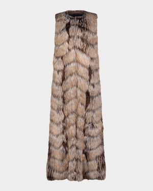 Fur-Free Floor-Length Faux Fox Vest