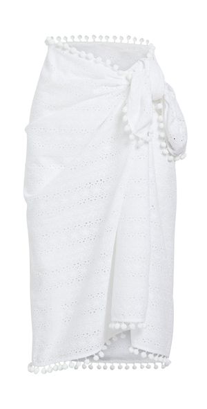 Playa Lucila Eyelet Sarong White One Size