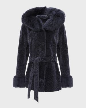 Belted Lamb Shearling Reversible Parka With Merinillo Lamb Shearling Trim
