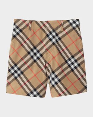 Boy's Oscar Check Cotton Shorts, Size 3-12