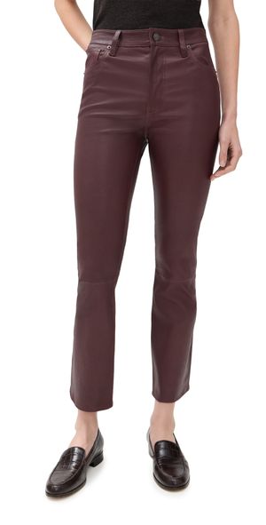 FRAME The Leather Reboot Crop Pants Oxblood 25