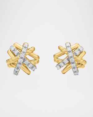 Crossover Earrings with Diamonds in 18K Gold, 11mm