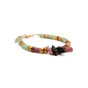 L'atelier Des Dames - Bracelet heishi et crunchs - christelle - Taille Unique - Doré