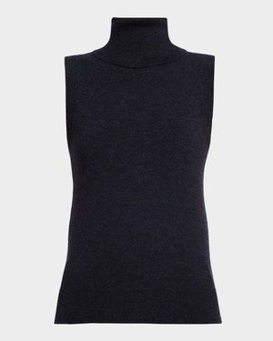 Sleeveless Turtleneck Cashmere Sweater