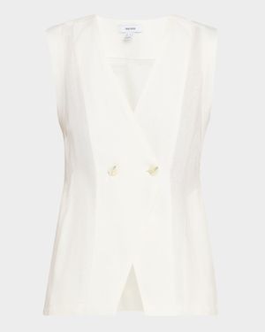 Whitney Button-Front Linen Waistcoat