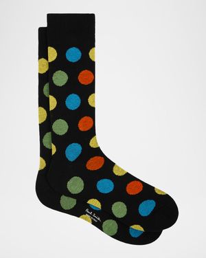 Men's Mike Large Polka Dot Cotton Crew Socks