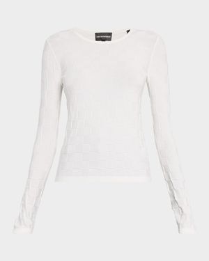 Crewneck Check Knit Sweater