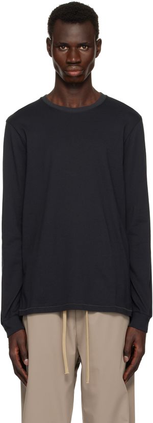 SKIMS Black 'SKIMS Cotton' Classic Long Sleeve T-shirt