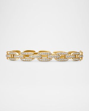 Stax Link Bracelet with Diamonds in 18K Yellow Gold, 7mm