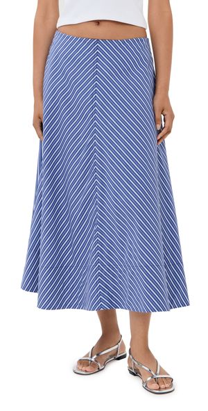 Brandon Maxwell The Knox Low Slung Circle Skirt Navy Stripe 2