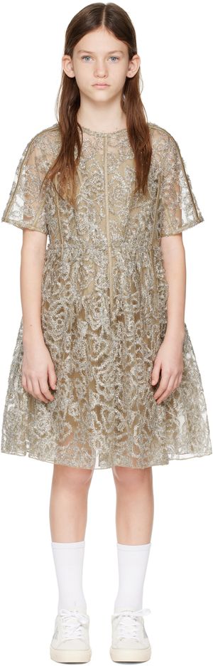Burberry Kids Beige & Gold Metallic Dress