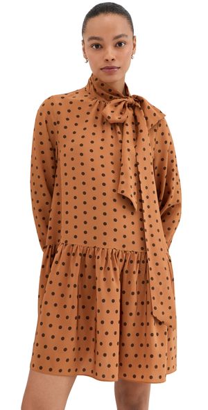 FRANÇOISE Johanna Silk Dress Polka Dot Orange Brown 34