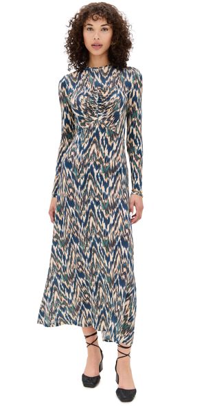 Ulla Johnson Naia Long Sleeve Ruched Midi Dress Riverslate L