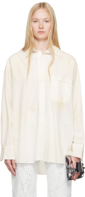 MM6 Maison Margiela Off-White Light Cotton Poplin Long-Sleeved Shirt