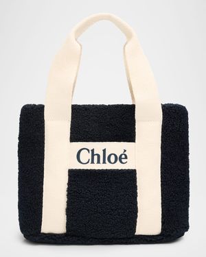 Kid's Faux Shearling Tote Bag