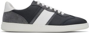 Ferragamo Gray & White Low Top Signature Sneakers
