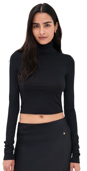 Éterne Cropped Fitted Turtleneck Top Black M