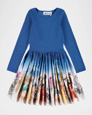 Girl's Casie Long-Sleeve Organic Cotton Dress, Size 2T-6