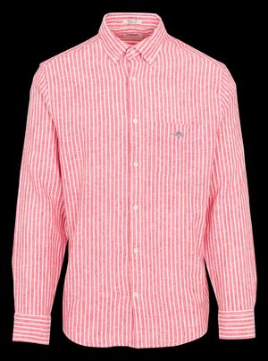 Gant - Chemise en lin mélangé rayé - Taille XL - Rouge