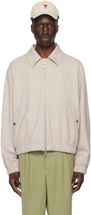 AMI Paris Taupe Ami De Cœur Bomber Jacket