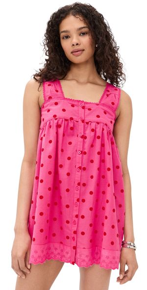 Damson Madder Elspeth Dress Pink & Red Spot 16