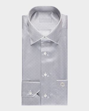 Men's Micro-Geometric Silk Dress Shirt
