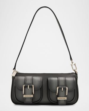 Zoe Small Burnished Leather Pochette Shoulder Bag