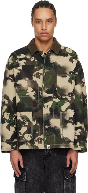 BAPE Blouson de travail vert à motif camouflage Map