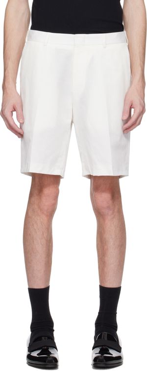 Brioni Off-White Cotton Gabardine Shorts