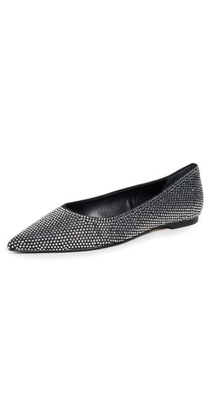 Schutz Lyla Glam Flats Black/Crystal 5.5