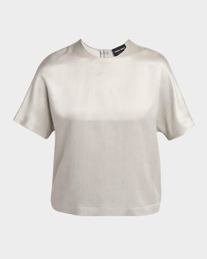 Cupro Short-Sleeve Blouse