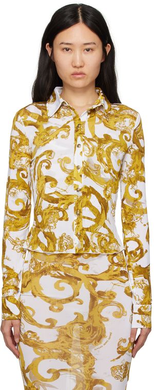 Versace Jeans Couture T-shirt à manches longues blanc à image à logo imprimée