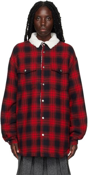 We11done Blouson rouge à carreaux