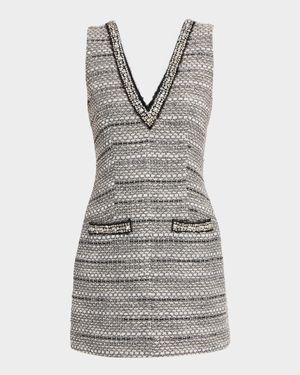 Odele Jeweled Tweed Mini Dress