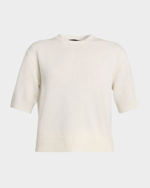 Cashmere Cropped Short-Sleeve T-Shirt