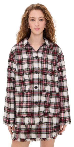 WAYF Morgan Jacket Ivory Plaid XS